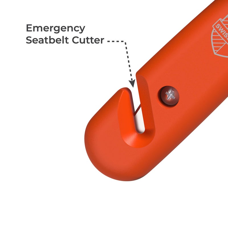 Swiss Safe Durable 5-1 Car Safety Hammer Window Breaker Breaker Tool w/Seatbelt Cutter - Emergency Escape Glass Hammer - Truck, Car Safety Essentials & Accessories - Orange, 1 Pack - Image 3